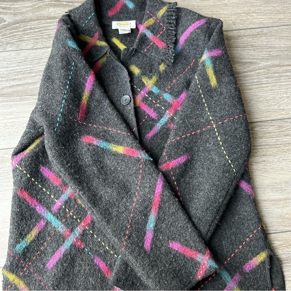 Talbots Abstract Printed Pure Wool Felted Jacket - Picture 12 of 15